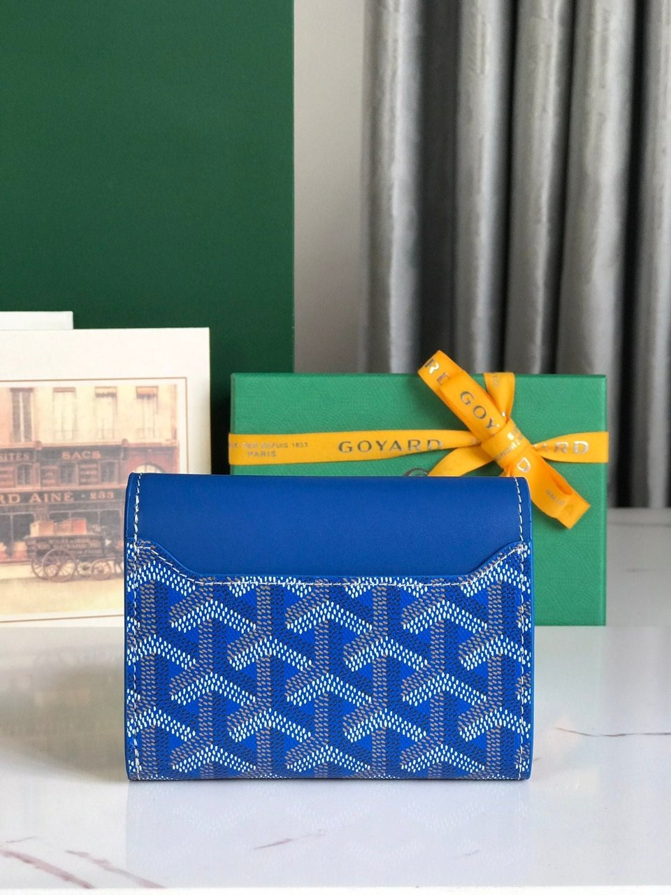 Goyard Saint-Gabriel Wallet 12 Cm Sapphire Blue Calfskin And Goyardine Canvas view 3