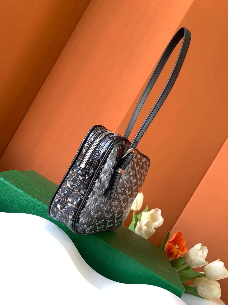 Goyard Yona Bag Coated MM 21Cm Black Canvas view 3