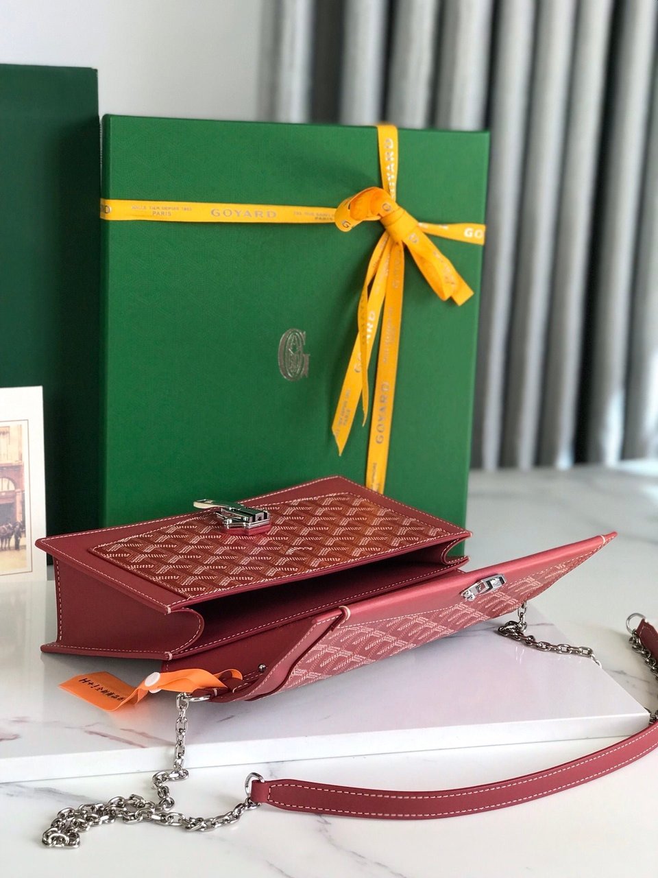 Goyard Duchesse Marie-Caroline Bag 25 Cm Red Goyardine Canvas And Smooth Calfskin view 9