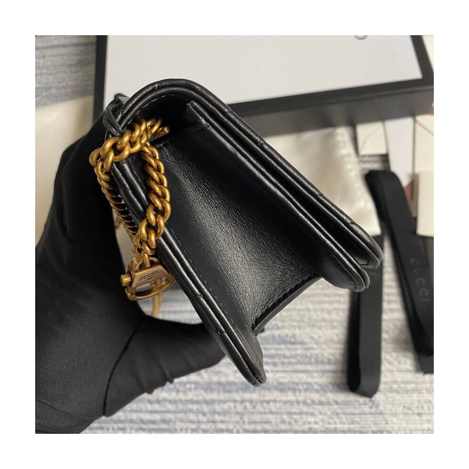 Gucci GG Marmont Mini Bag In Black Leather view 6