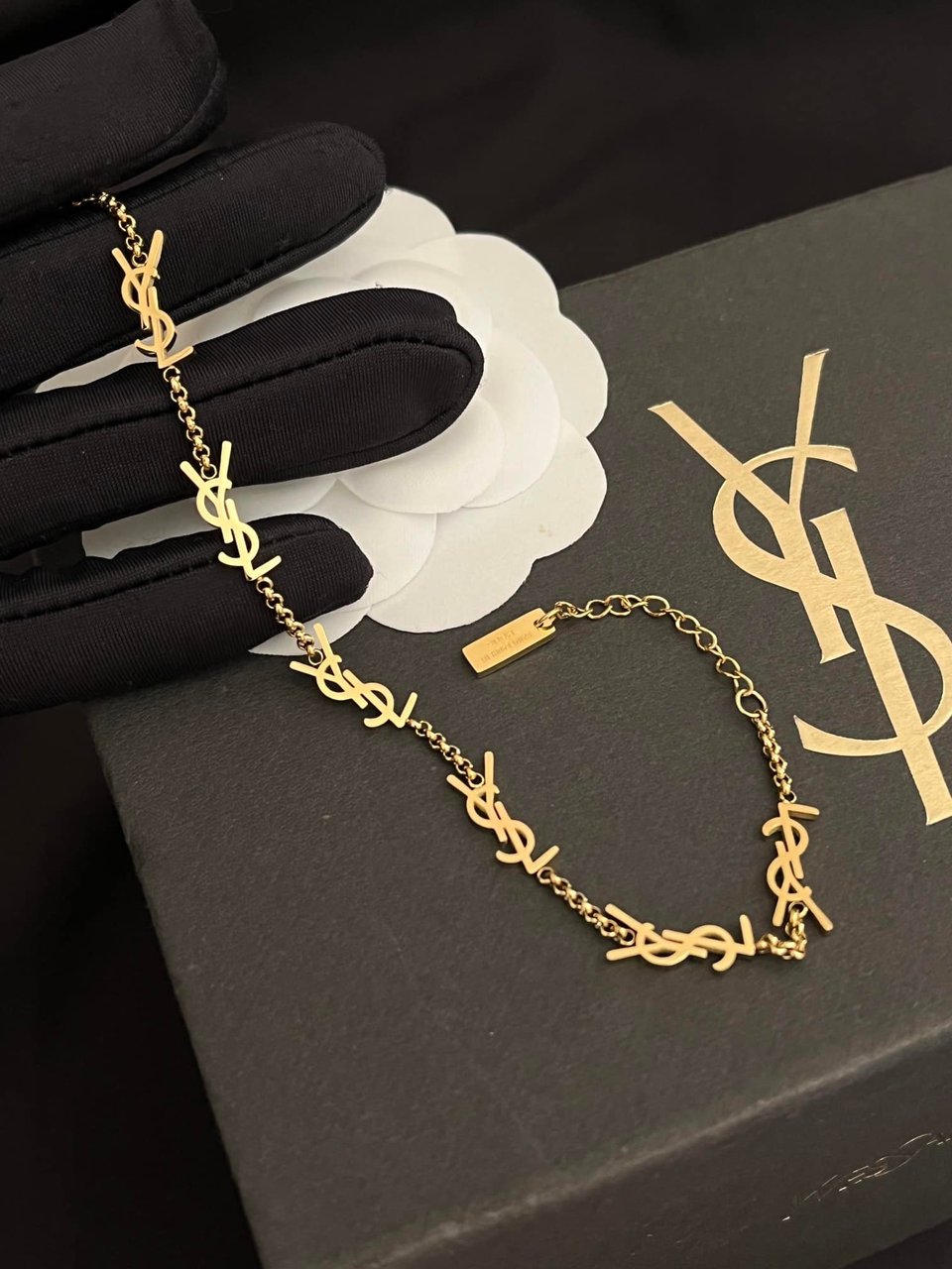 Saint Laurent Cassandre Bracelet Gold Tone view 5