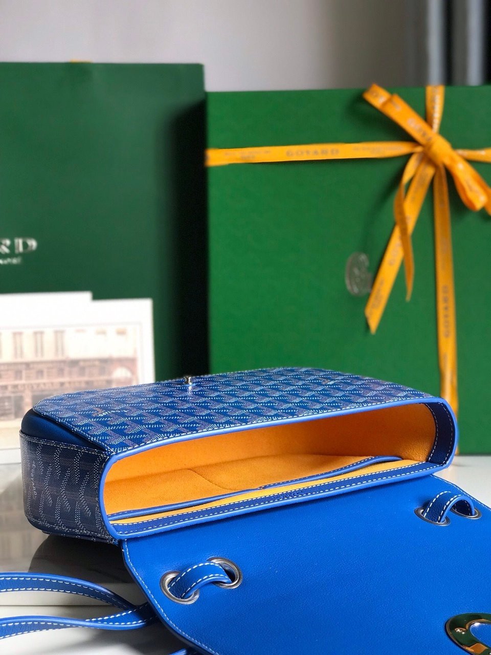 Goyard 233 Bag 25 Cm Sapphire Blue Calfskin And Goyardine Canvas 25cm view 7