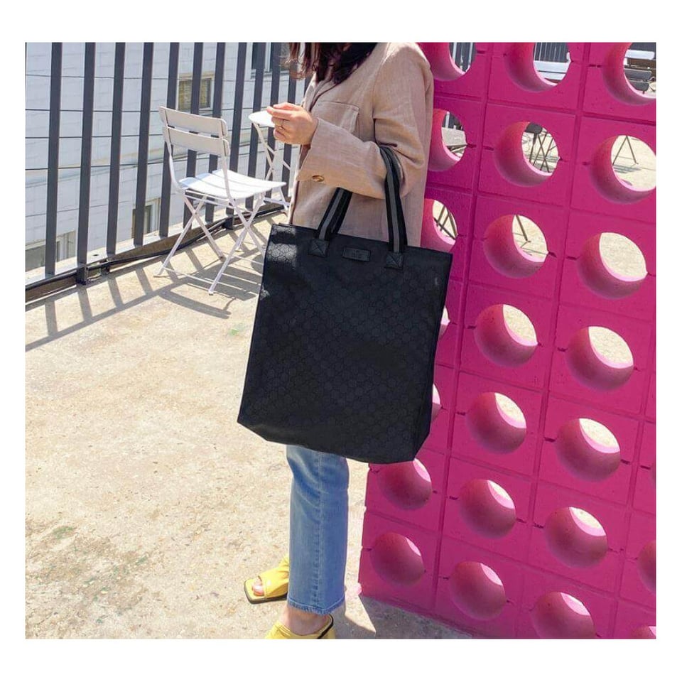 Gucci GG Guccissima Black Nylon Tall Tote Bag view 4
