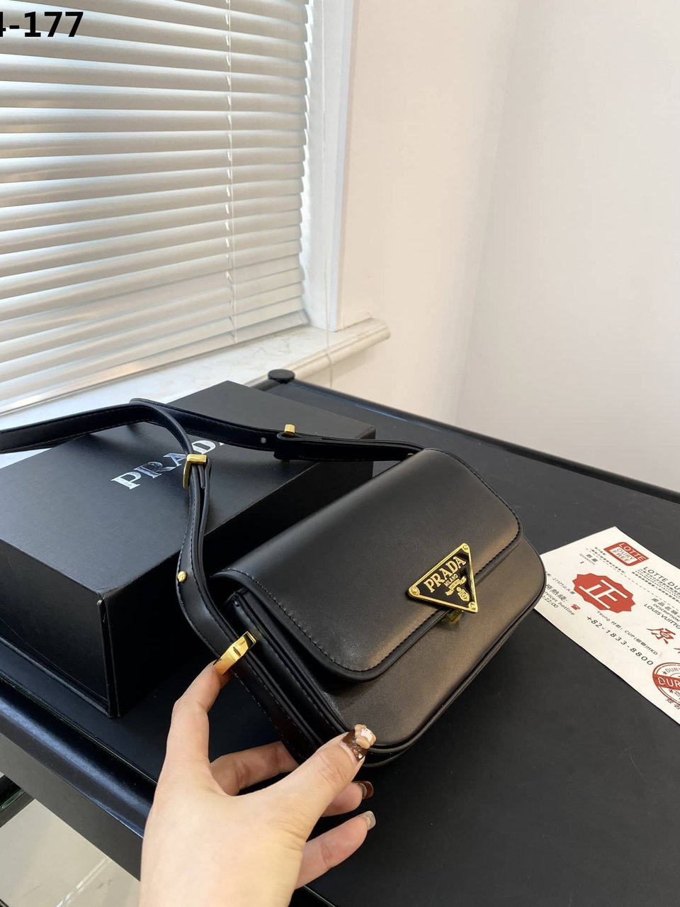 Prada Leather Shoulder Bag Black 21Cm view 7