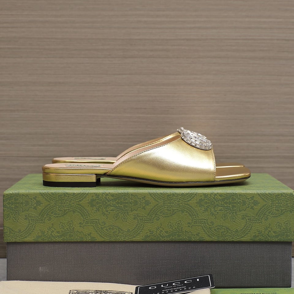 Gucci Gg Crystal Slippers Gold view 3