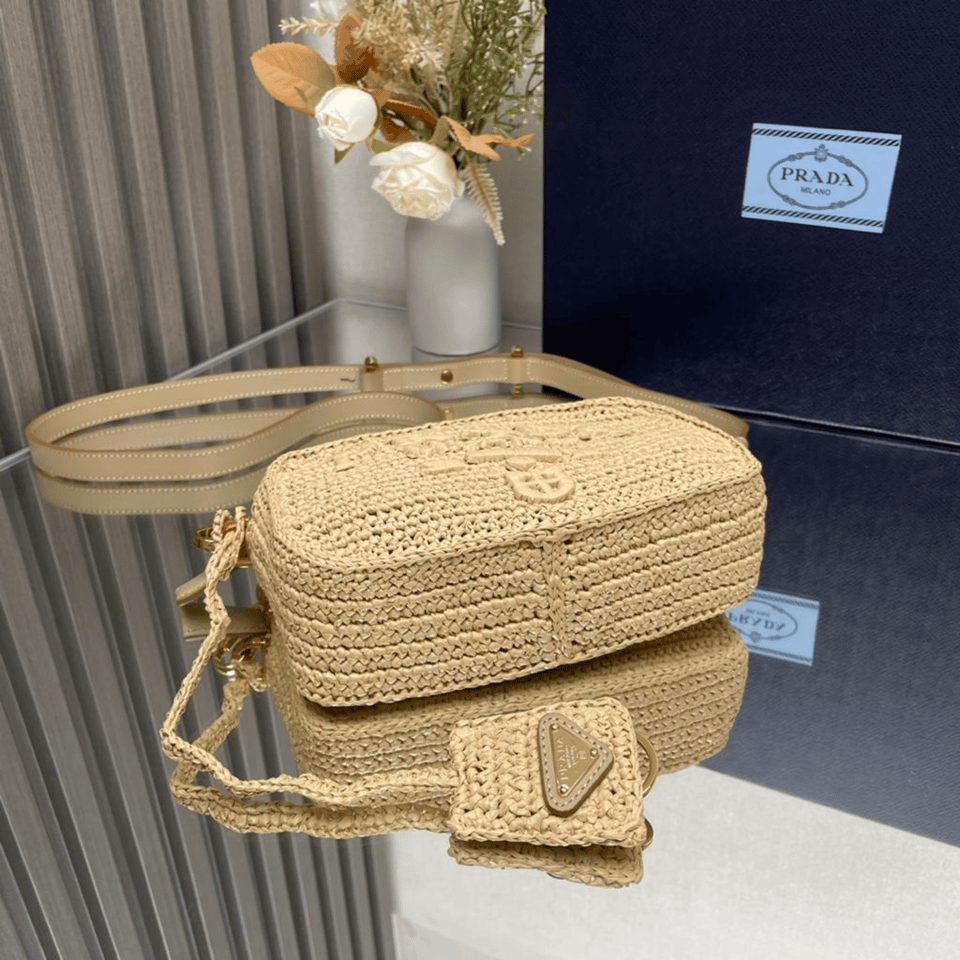 Prada Crochet Prada Brique Bag Natural 20Cm view 7