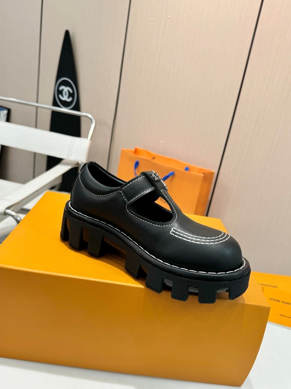 Louis Vuitton Lv Checker Mary Jane Black 1Acnow view 3