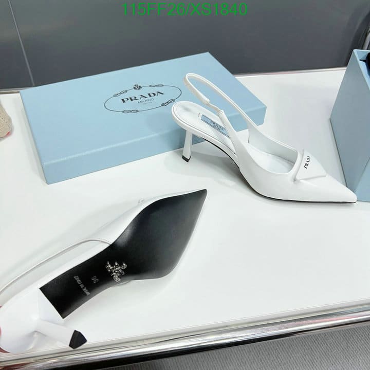 Prada Brushed Leather Slingback Pumps White 1I901M055F0009F075 view 5