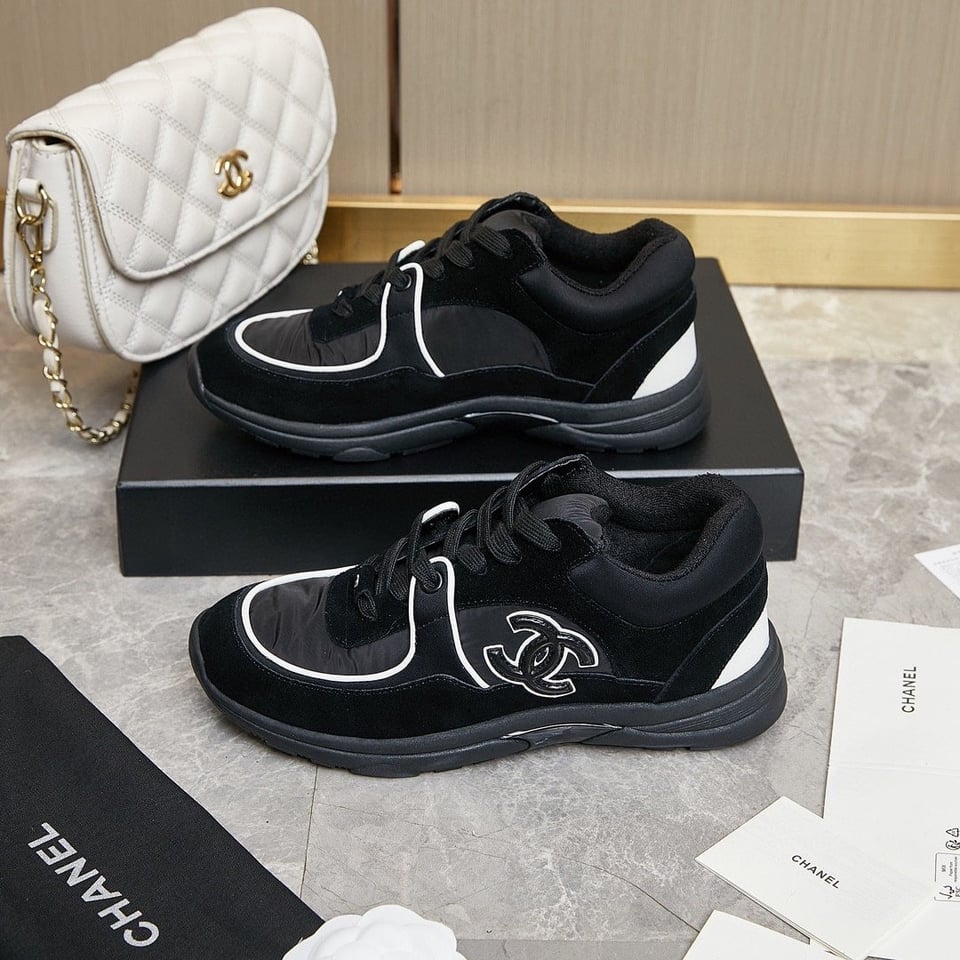 Chanel Suede Reflective Sneakers Black view 8