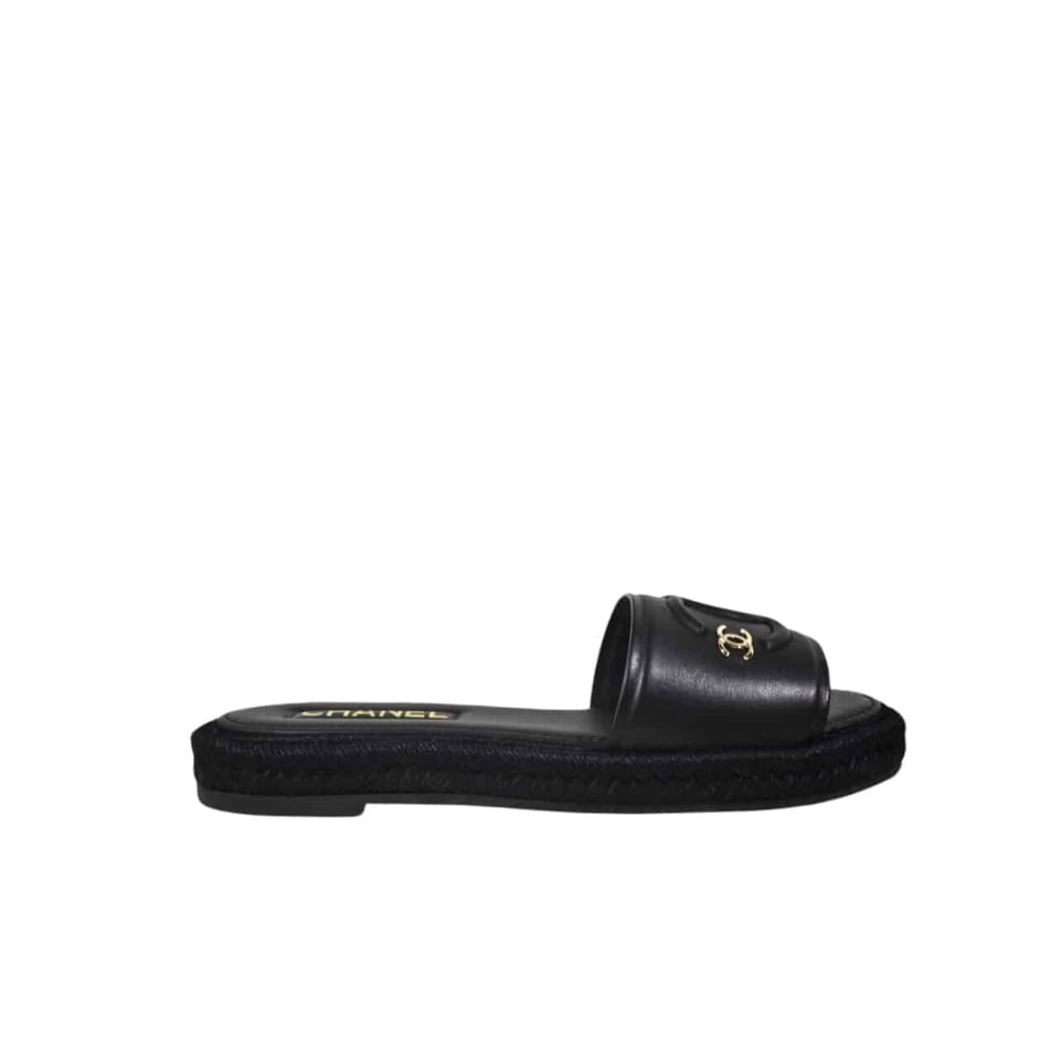 Chanel Black Slide Cc Logo view 2