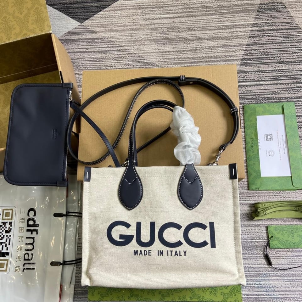 Gucci Mini Tote Bag With Gucci Print view 6