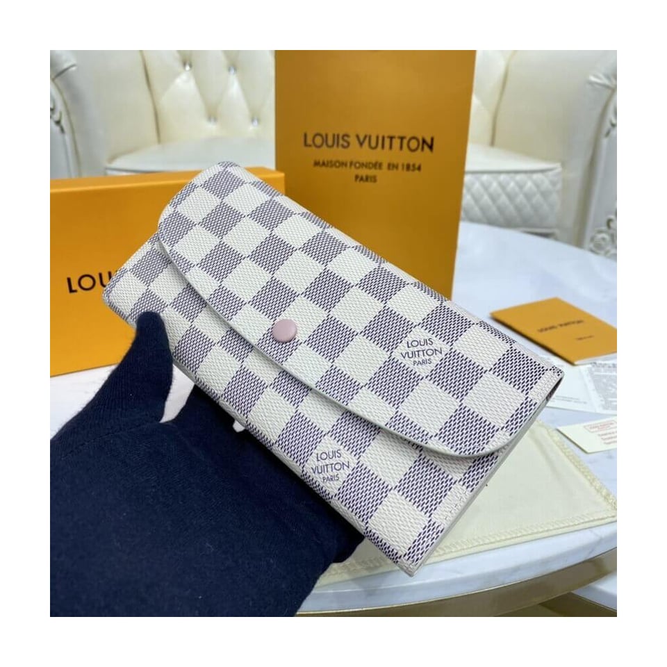 Louis Vuitton Damier Azur Emilie Wallet Pink view 3