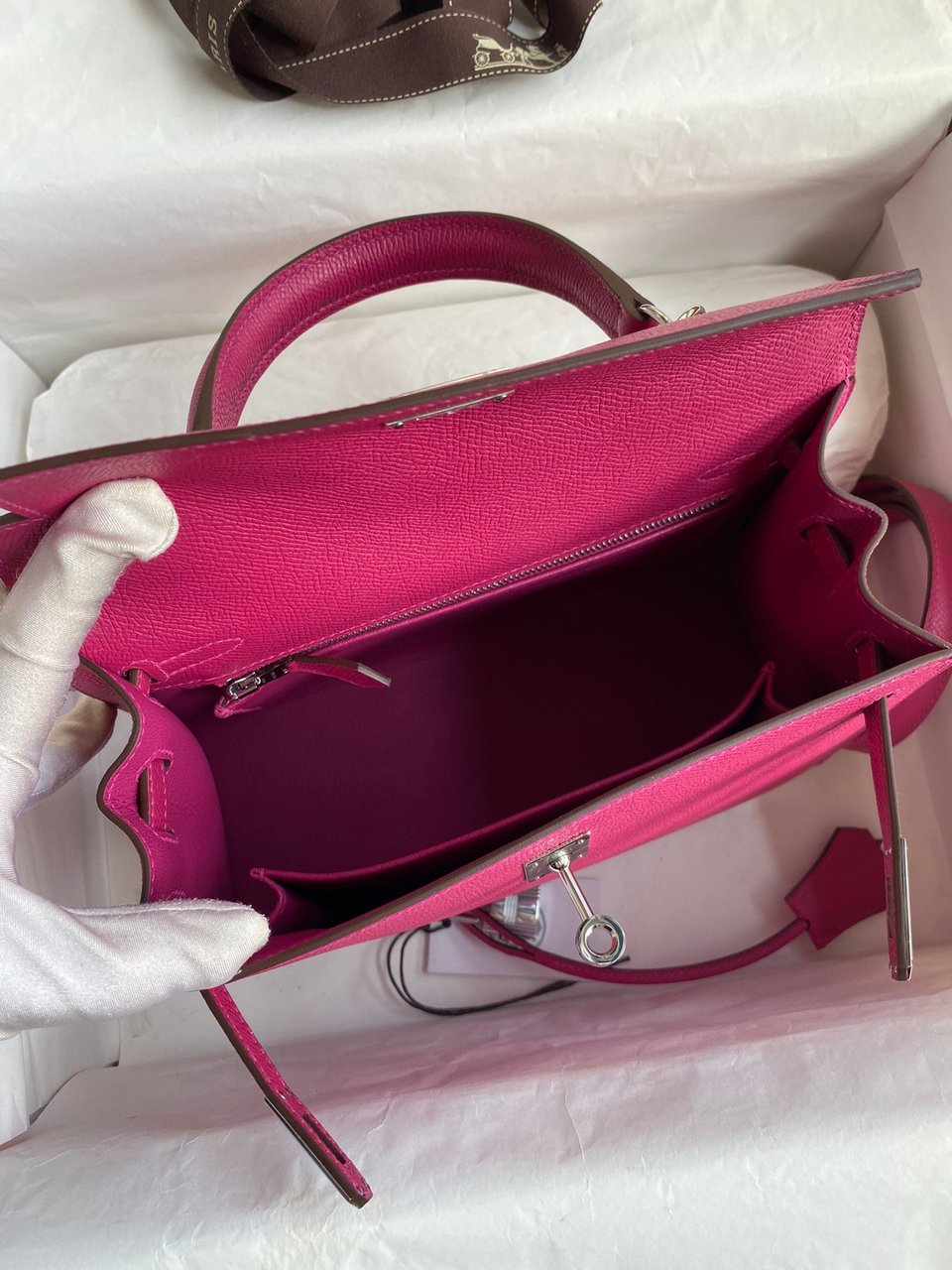 Hermes Kelly 25 Bag In Hot Pink Epsom Leather For Women 25cm/10in view 5