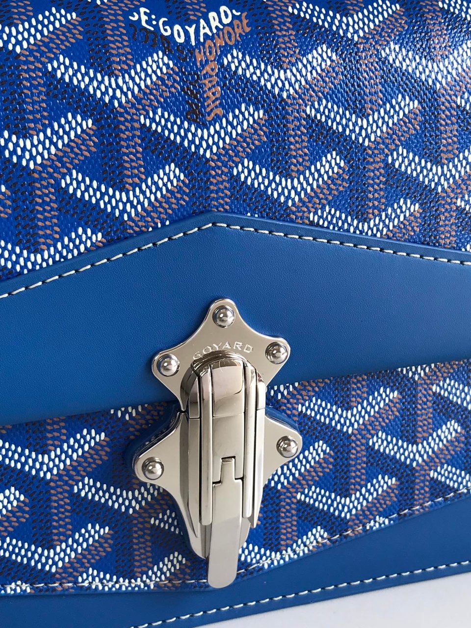 Goyard Duchesse Marie-Caroline Bag 25cm Sapphire Blue Goyardine Canvas And Smooth Calfskin view 9