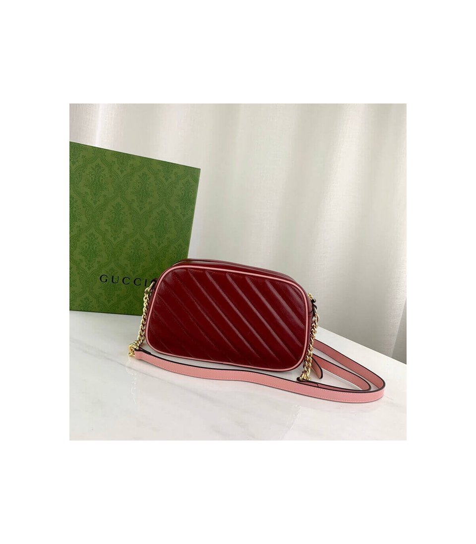 Gucci GG Marmont Small Shoulder Bag Red and Emerald Leather view 6