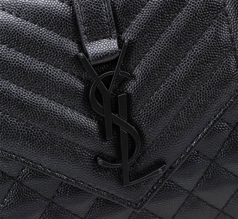 Saint Laurent Envelope Small Bag In Mix Matelasse Grain De Poudre Embossed Black Noir view 8