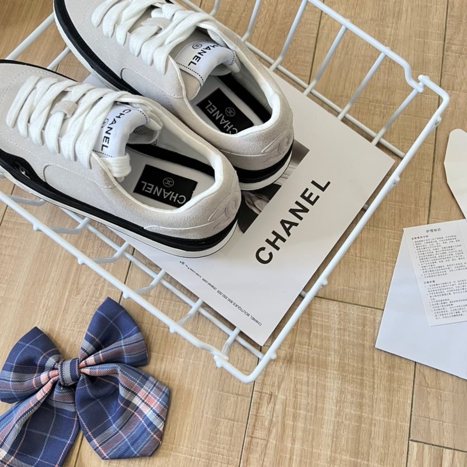 Chanel Suede Leather Runners White view 5
