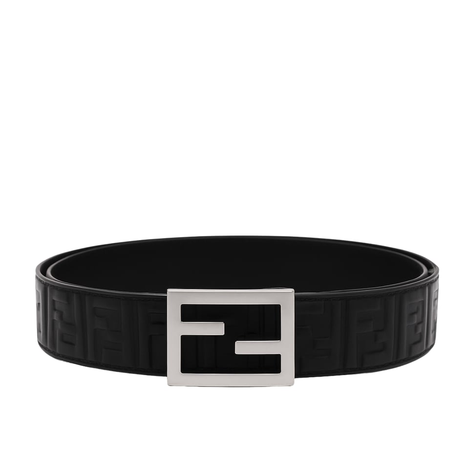 Fendi Silver Embossed 35mm Belt For Men