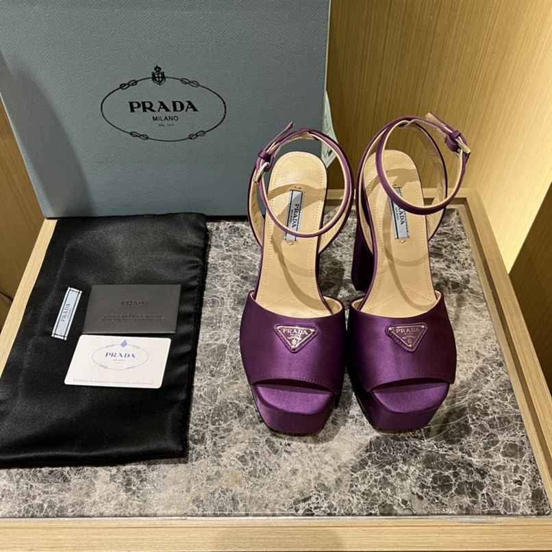 Prada High-Heeled Satin Sandals Violet 1Xp48B049F0030F135 view 7