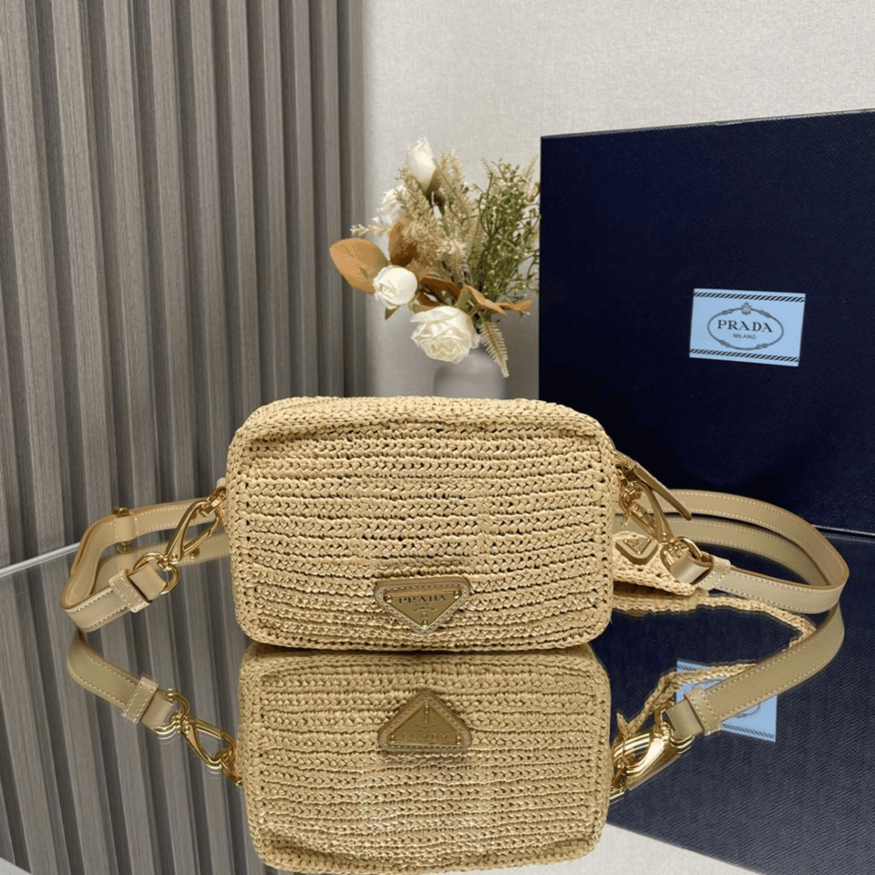 Prada Crochet Prada Brique Bag Natural 20Cm view 5