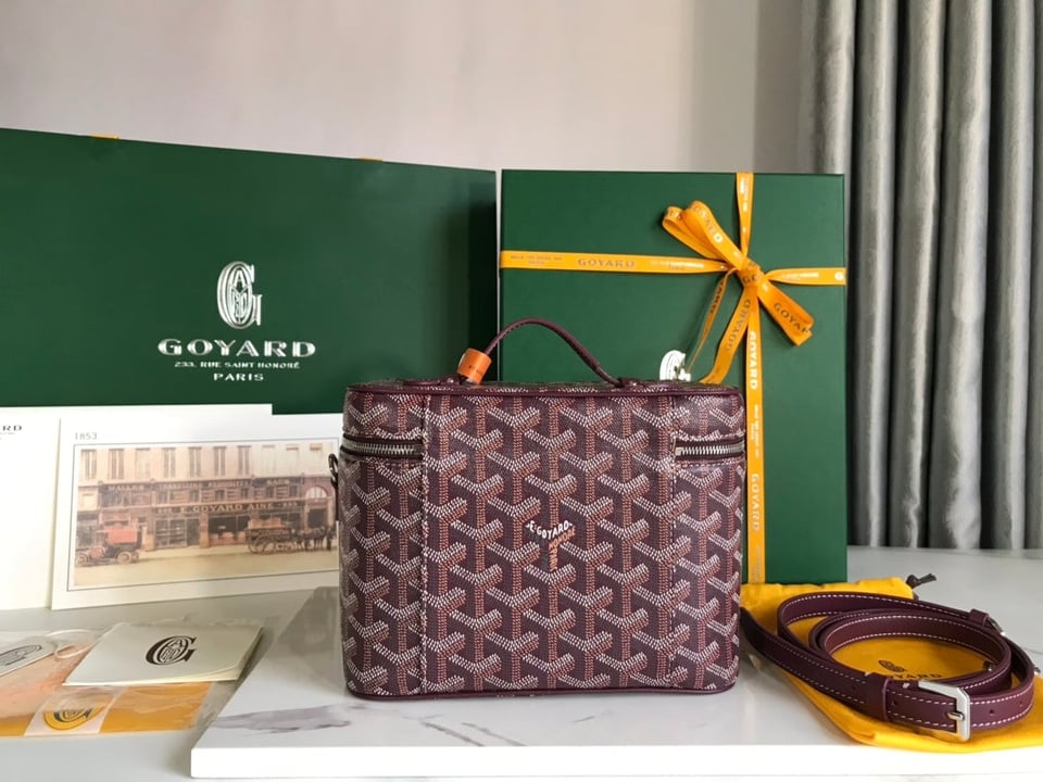 Goyard Muse Vanity Case 20 Cm Wine Red Goyardine Canvas view 9