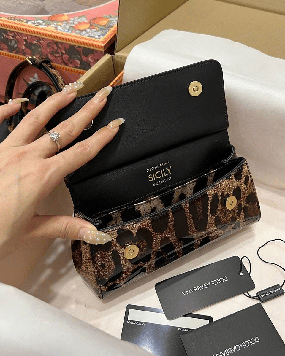 Dolce &amp; Gabbana Leopard-Print Sicily Top Handle Bag 20cm view 4