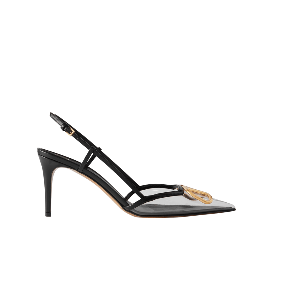 Valentino Garavani Vlogo Pvc And Leather Slingback Pumps Black