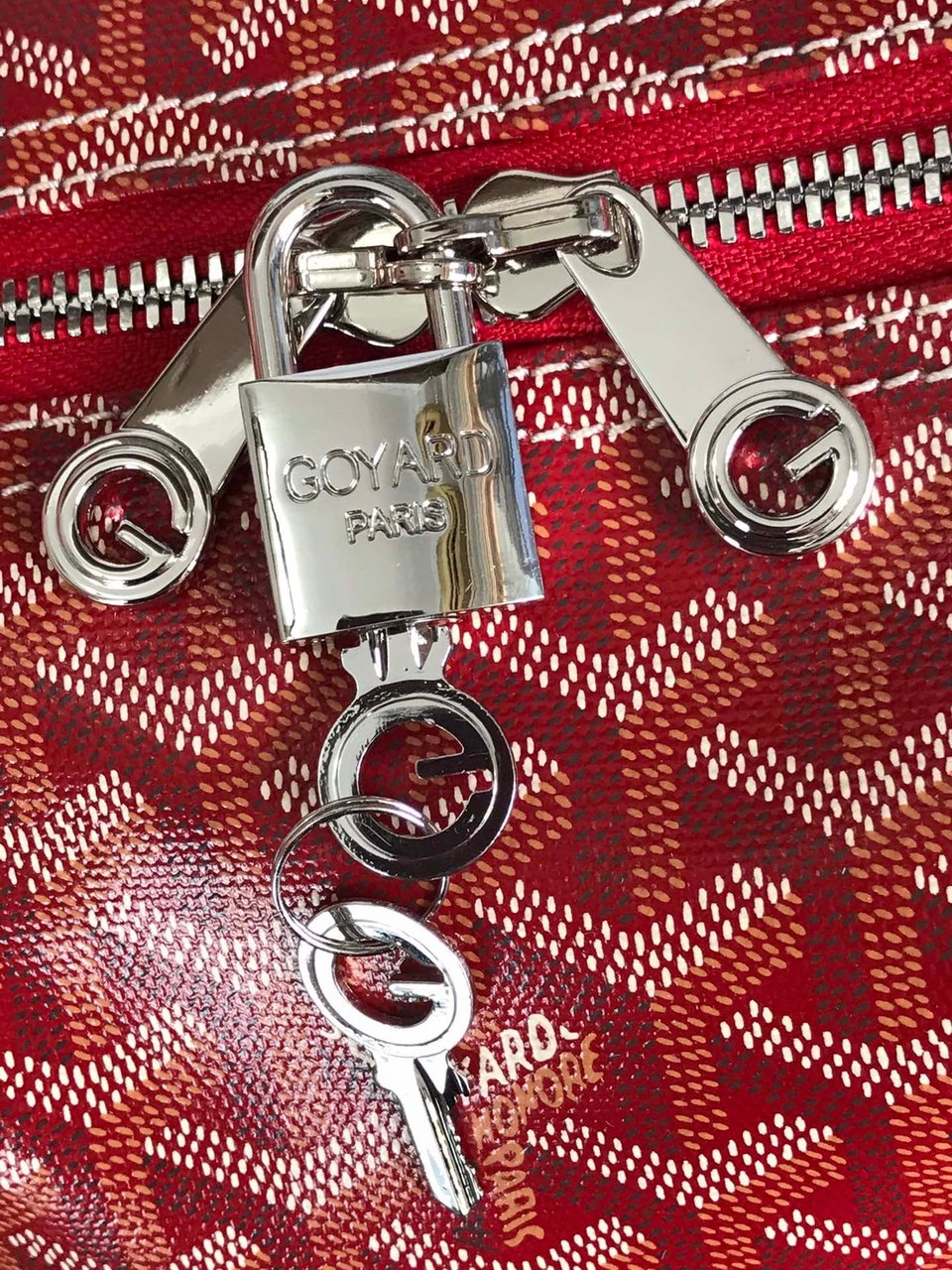 Goyard Boston 50 Bag Cm Red Goyardine Canvas And Calfskin Trim view 3