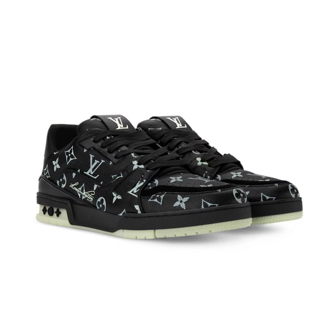 Louis Vuitton Trainer Sneakers Black Calfskin Leather With Monogram 1AKR9M