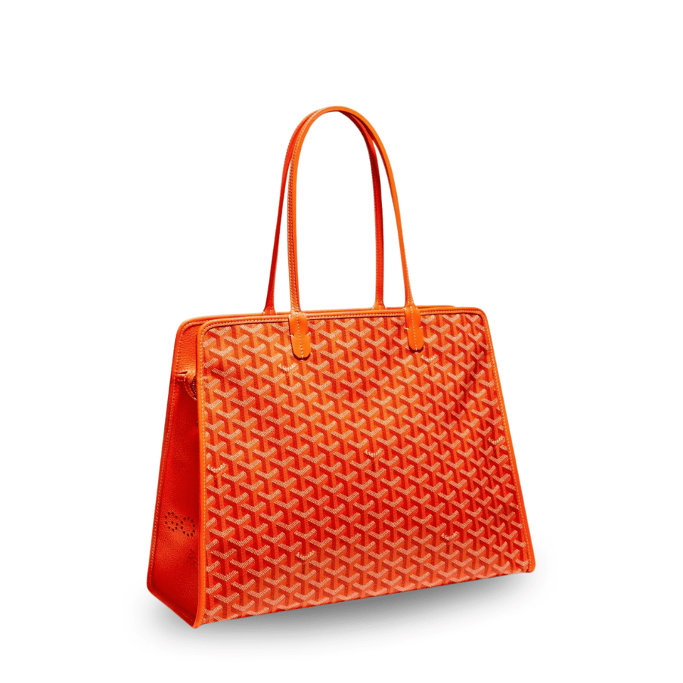 Goyard Hardy Pm Bag 40 Cm Orange Goyardine Canvas And Taurillon Leather Trim view 2
