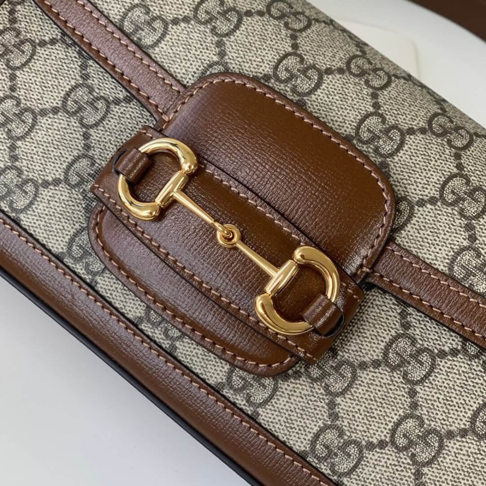 Gucci Horsebit 1955 GG Supreme Canvas Should Bag Brown view 14