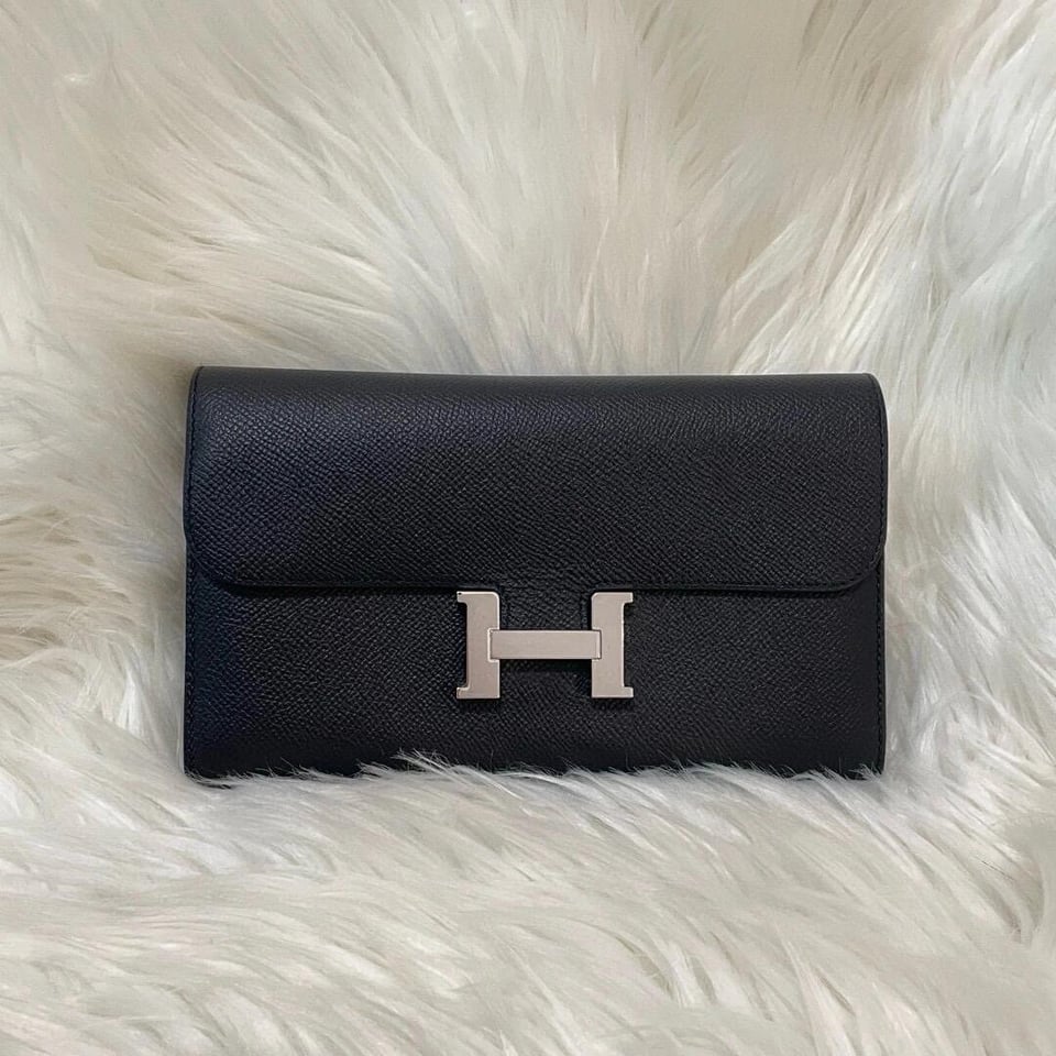 Hermes Constance Wallet Epsom Leather Palladium Hardware In Black 20cm view 4