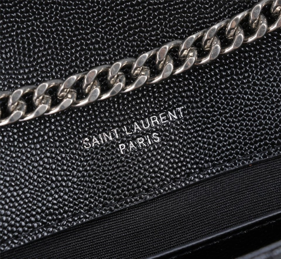 Saint Laurent Envelope Small Bag In Mix Matelasse Grain De Poudre Embossed Black Silver view 6