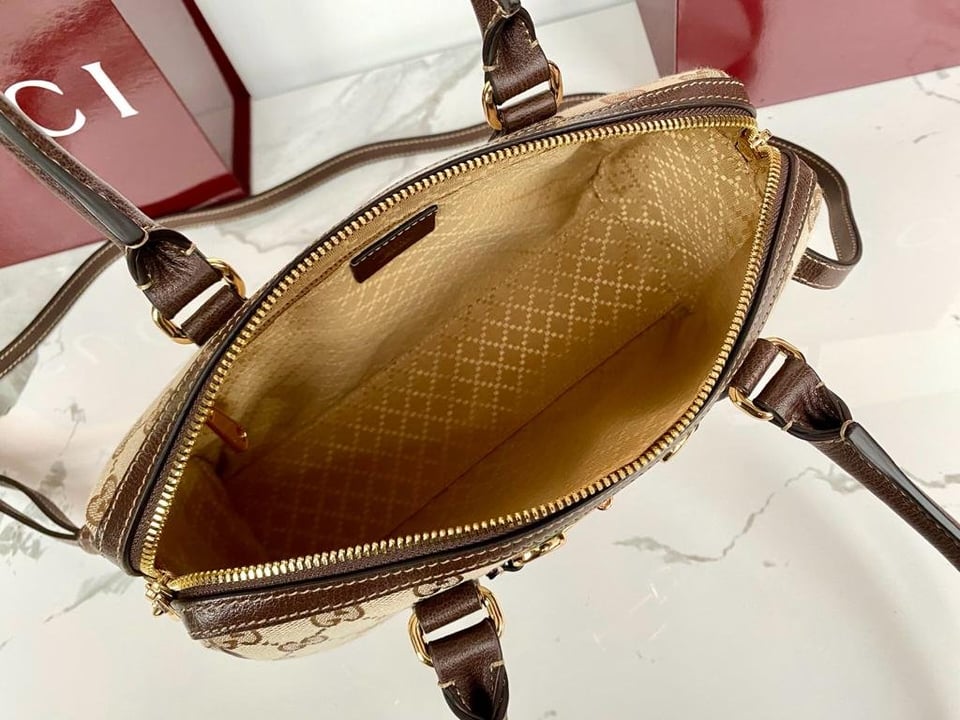 Gucci Borsetto Medium Boston Bag 28cm/11in Sand And Brown ‎866732 view 11