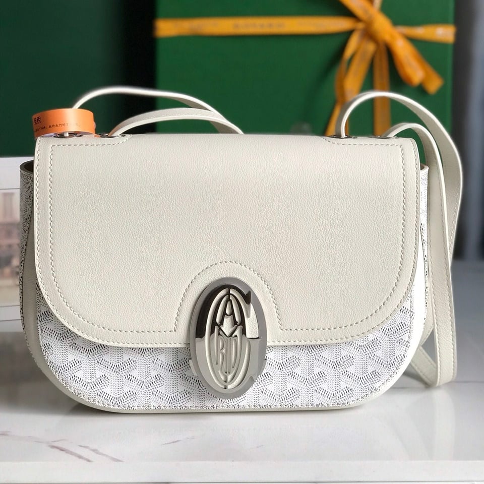 Goyard 233 Bag 25 Cm White Calfskin And Goyardine Canvas 25cm view 3