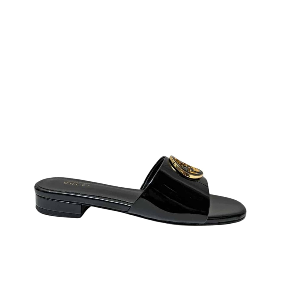 Gucci Women Round Interlocking G Sandal In Black