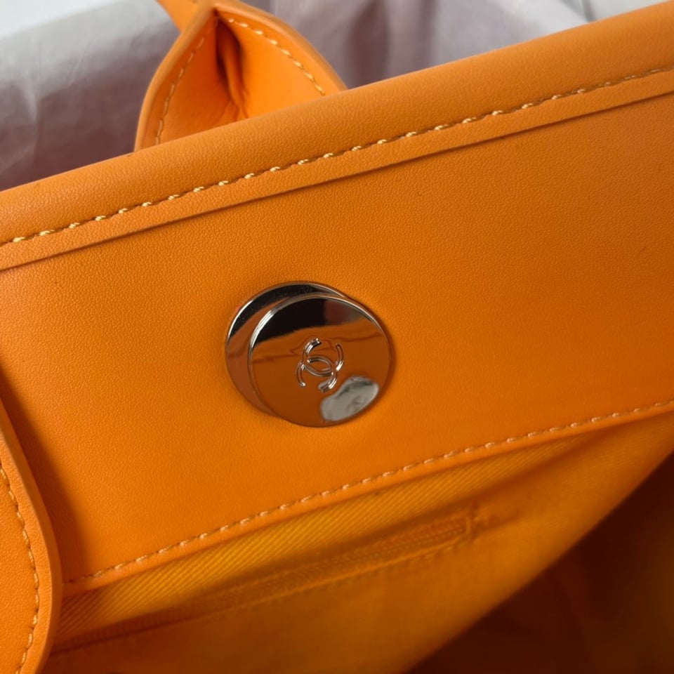 Chanel Shopping Bag 34Cm Orange Purple Calfskin Gold Hardware view 7
