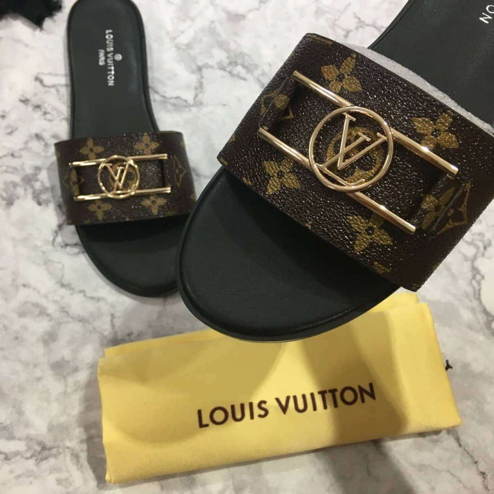 Louis Vuitton Lock It Flat Mules Brown view 6