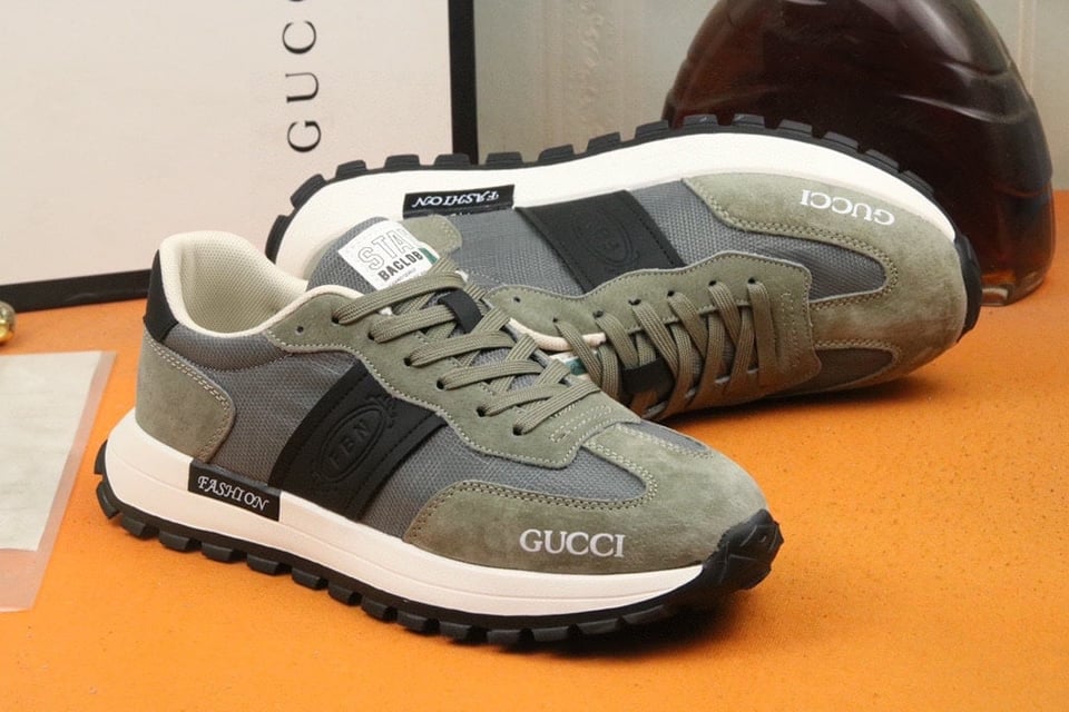 Gucci Men’S Sneaker Low Top Grey And Green view 6