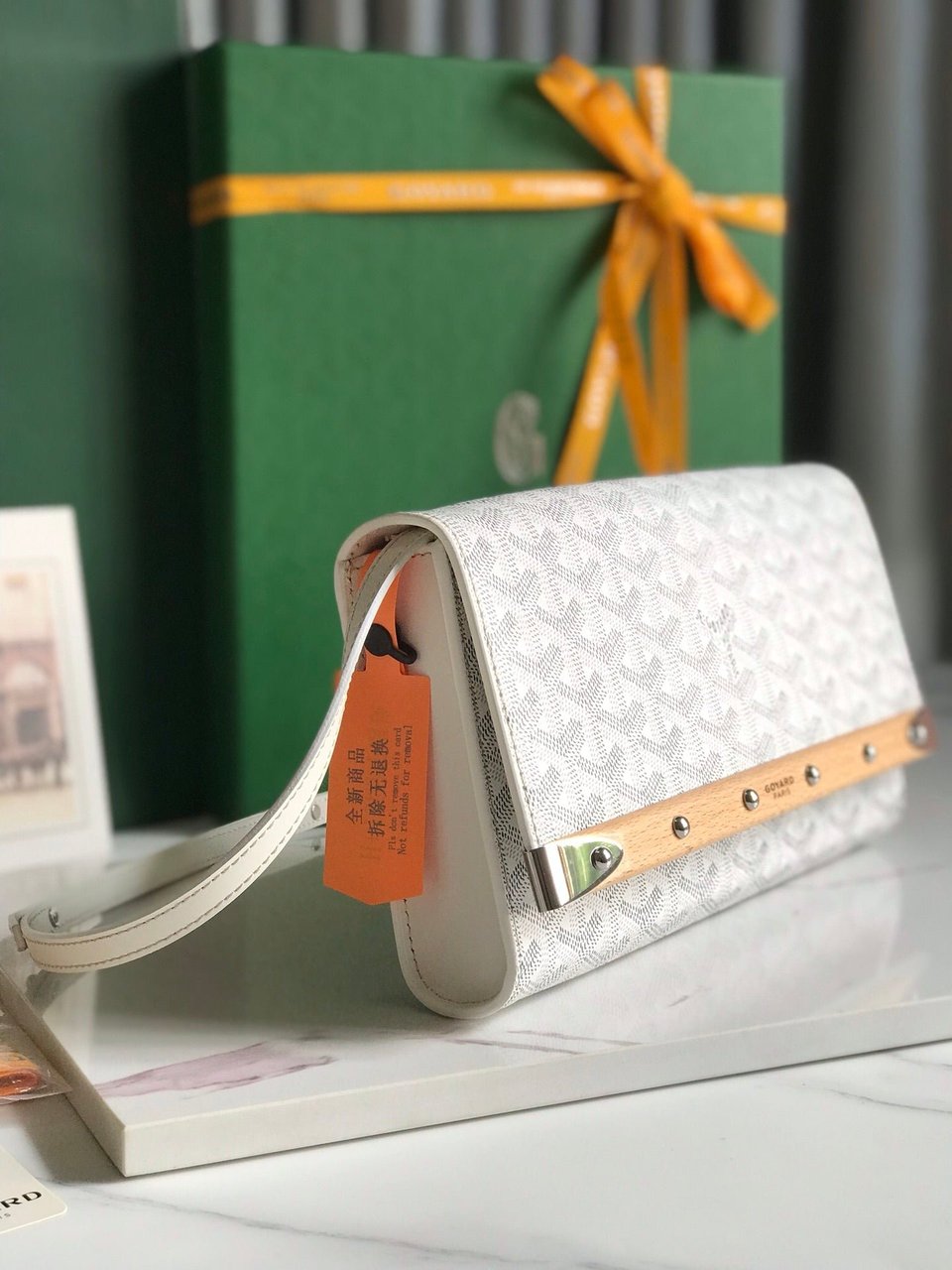 Goyard Monte-Carlo Pm Clutch 25 Cm White Goyardine Canvas view 10