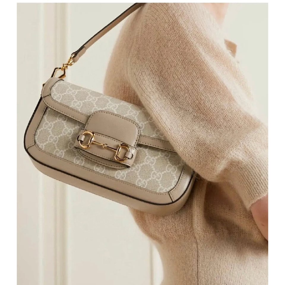 Gucci Horsebit 1955 GG Supreme Canvas Should Bag Oatmeal view 5