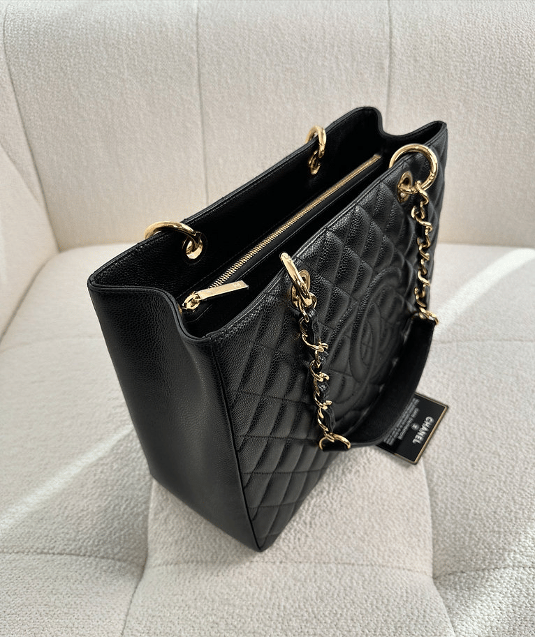 Chanel Classic Tote Bag Gold Toned Hardware Black 34cm view 9
