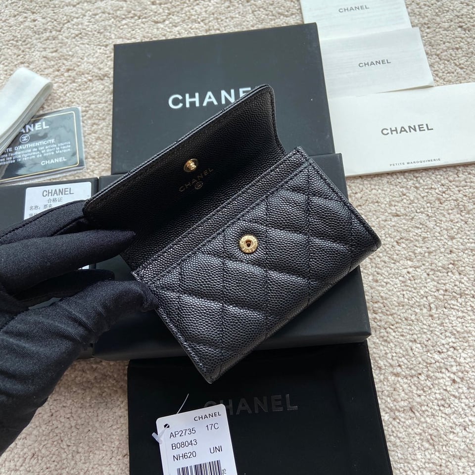 Chanel Small Wallet 11Cm Black Caviar Light Gold Leather Hardware view 6