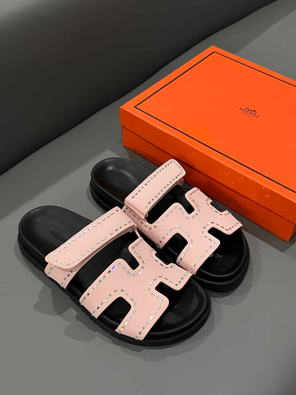 Hermes Chypre Sandal Suede Crystal Pink view 3
