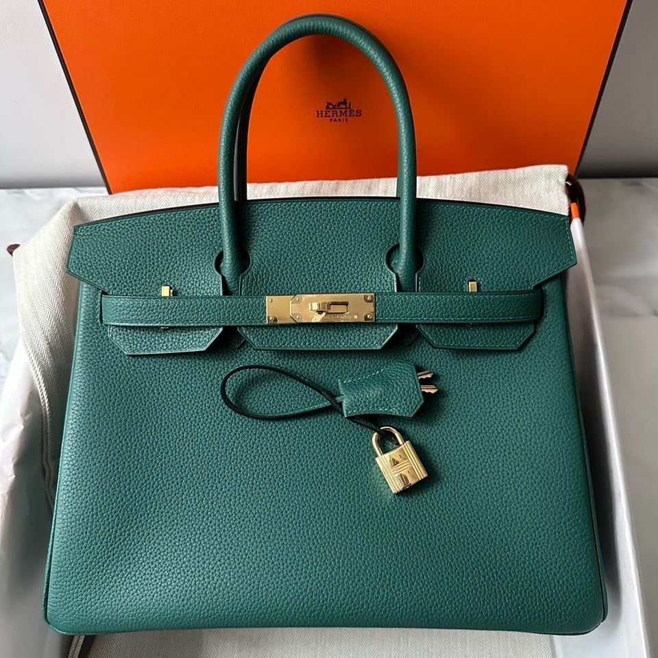 Hermes Birkin 30Cm Malachite Togo Leather Gold Hardware view 2