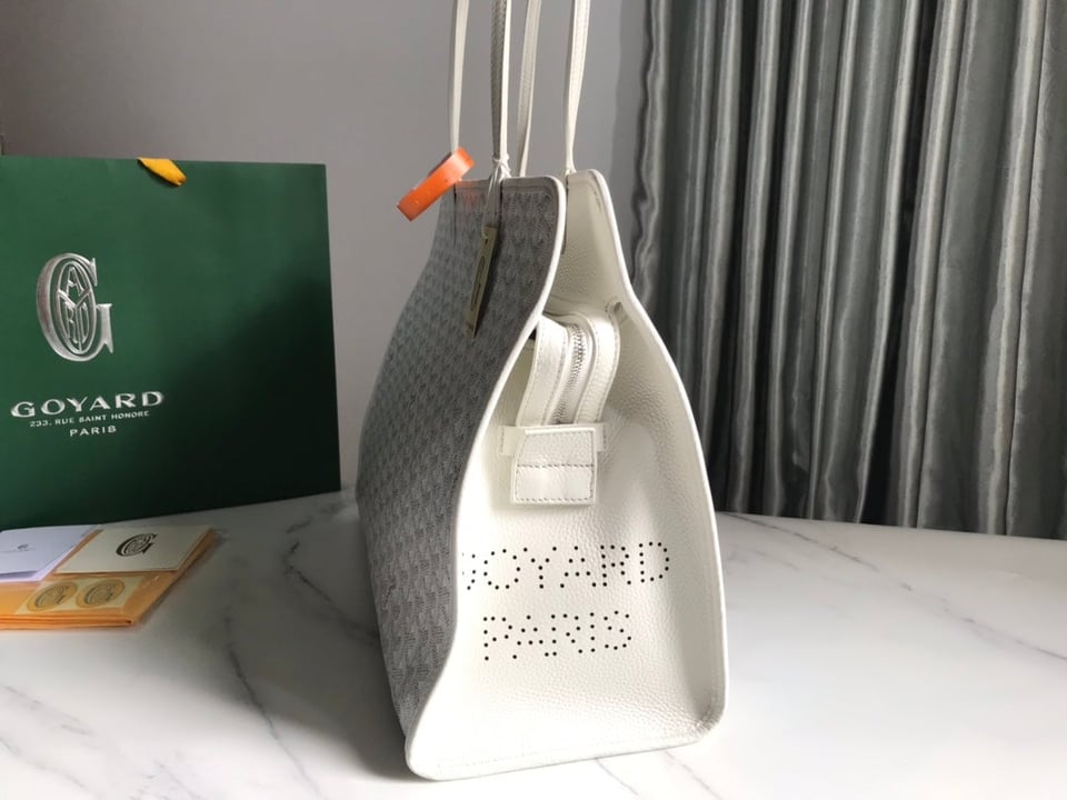 Goyard Hardy Pm Bag 40 Cm White Goyardine Canvas And Taurillon Leather Trim view 4