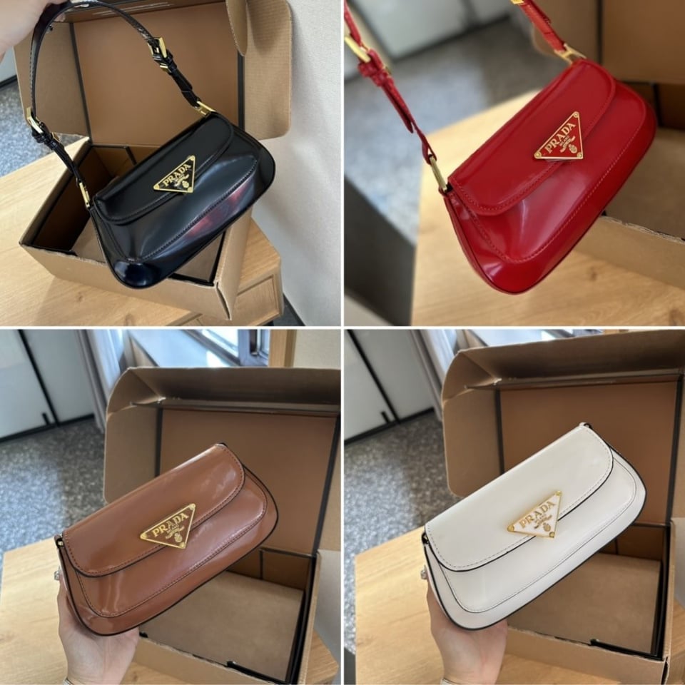 Prada Patent Leather Shoulder Bag In Cherry Black 25Cm view 4