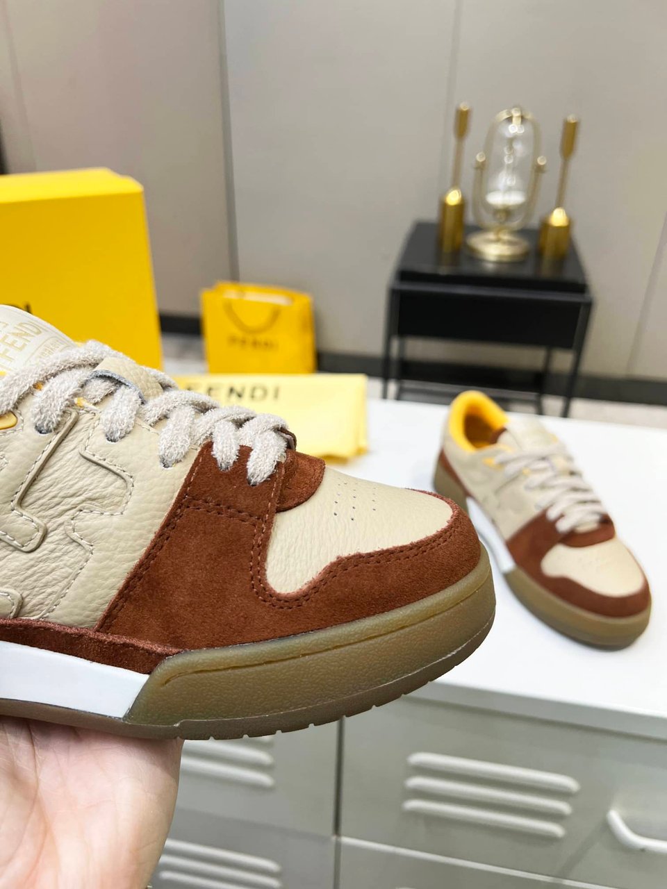 Fendi Match Suede Low-Tops Beige 8E8252Ahh2F1Fhu view 8