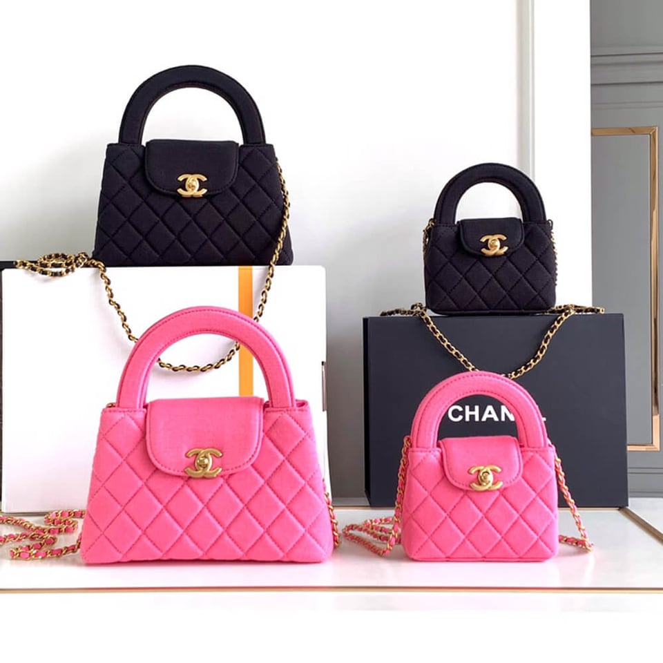 Chanel Jersey Quilted Nano Kelly Shopper Pink Bag 13cm view 13