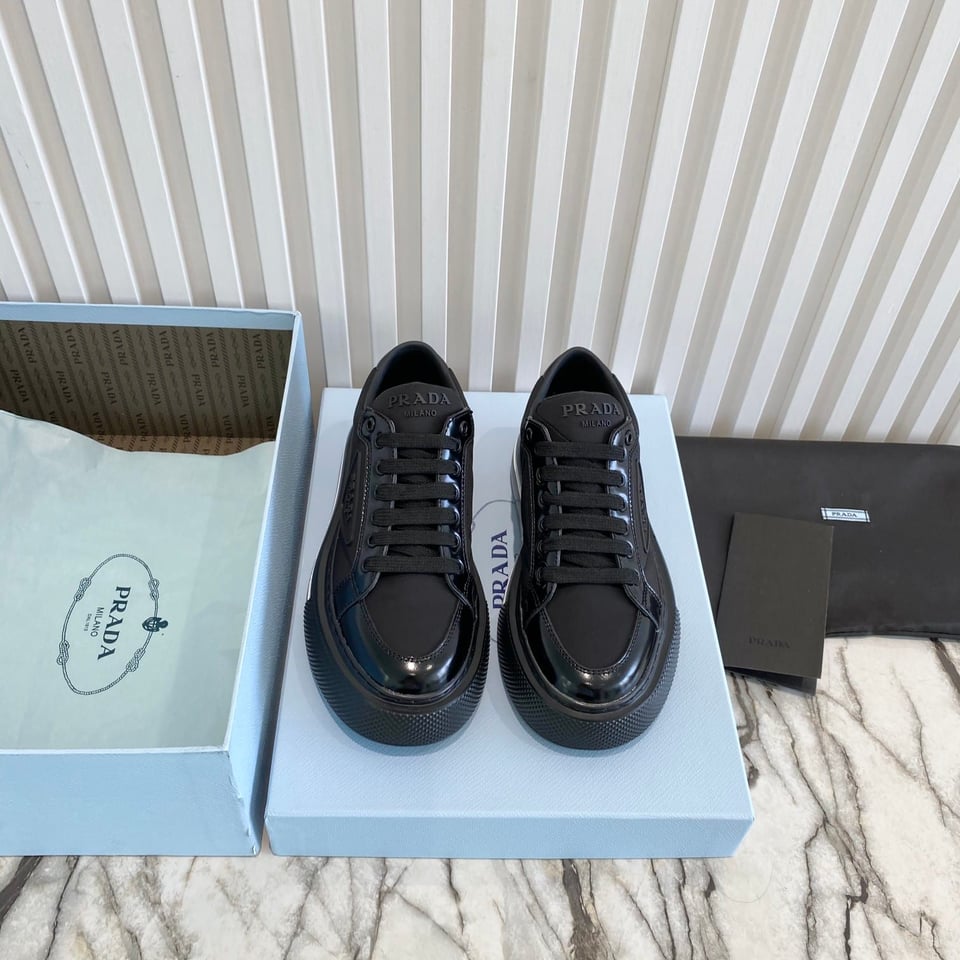 Prada Macro Re-Nylon And Brushed Leather Sneakers Black 2Eg3763Lf5F0632 view 6